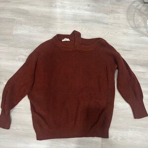 Elegant Rust Cowl Neck Sweater